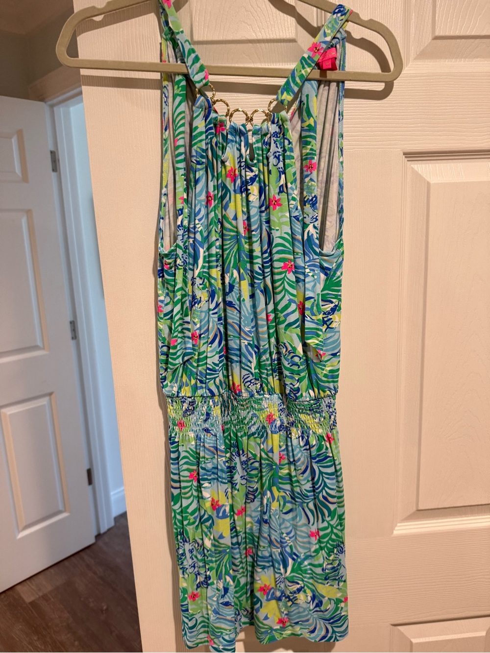 Lilly Pulitzer Green & Blue Tropical Print ladies One-Piece
